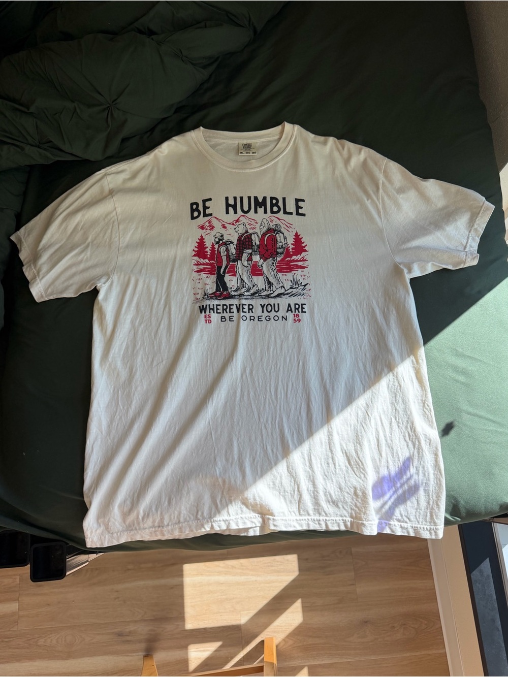 Comfort Colors White 'Be Humble' Graphic Tee with Red and Black Print